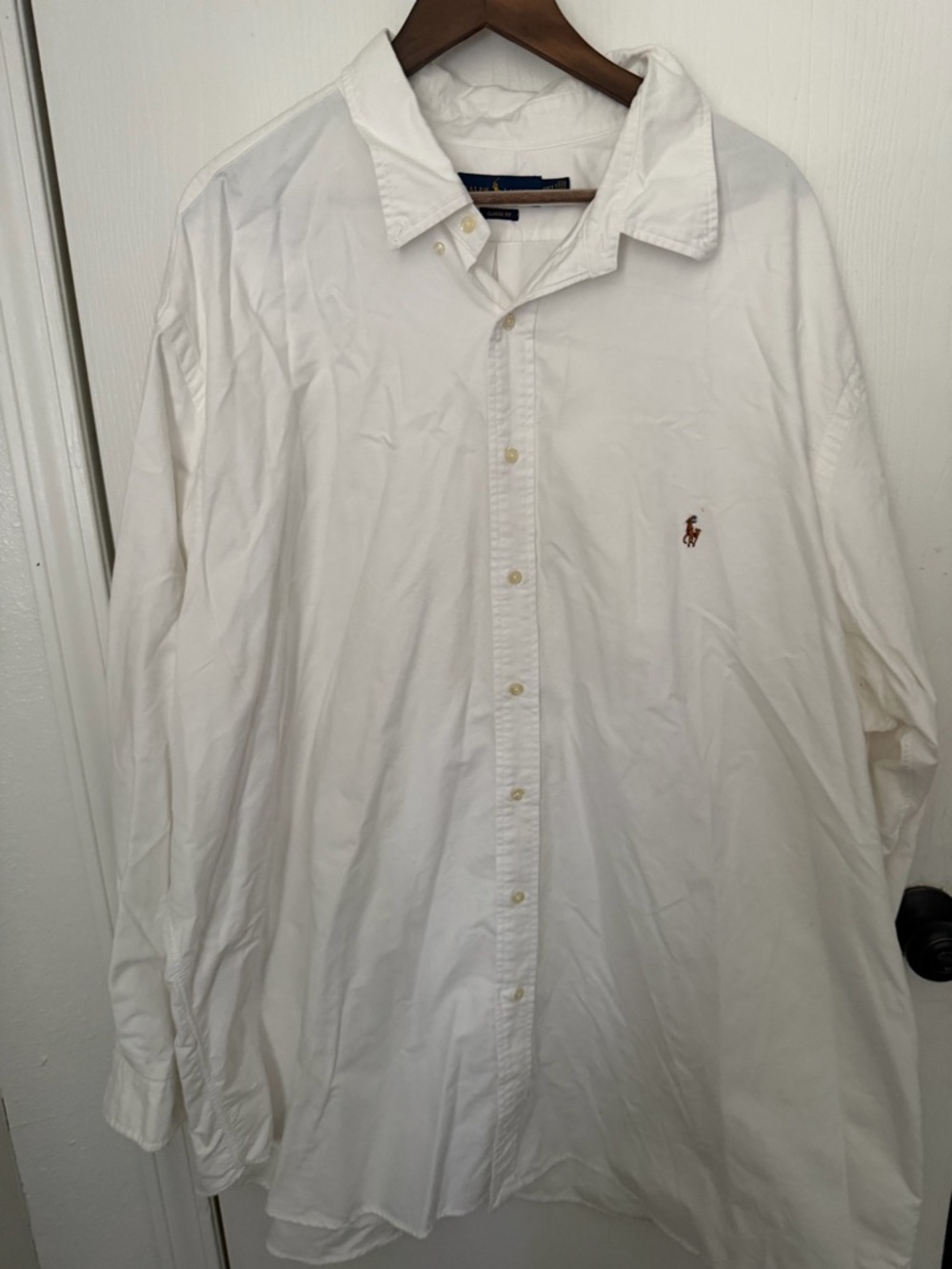 Ralph Lauren White Long-Sleeve Button Shirt with Embroidered Pony